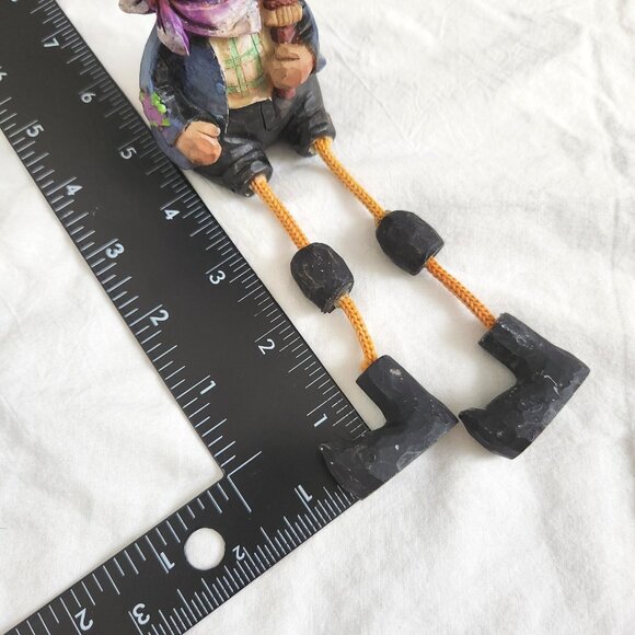 Pumpkin Head Scarecrow Figurine Shelf Sitter Resin Halloween Decor Dangle Legs - Picture 12 of 12